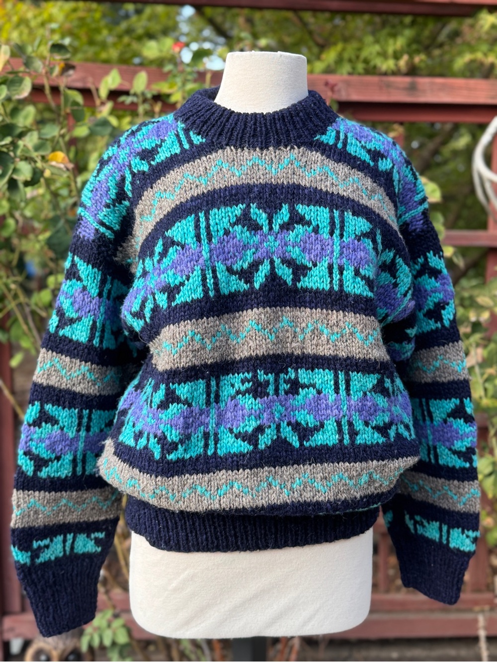 Patterned Knit Wool Sweater